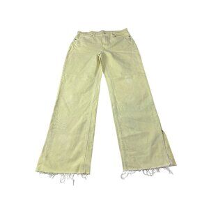 Gap 90s Loose High Rise Jeans 28/6R Yellow Denim Frayed Hem